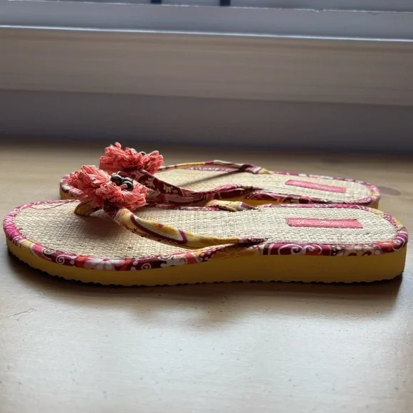 Vera Bradley Pink and Cream Sandals with Woven Sole - Picture 3 of 5